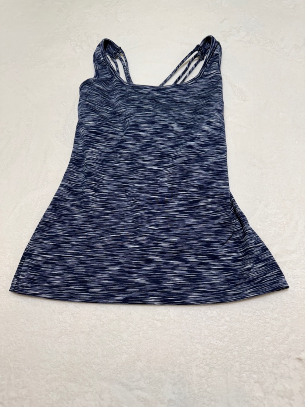 Hard Tail Navy Space-Dye Double-Strap Tank With Bra Shelf